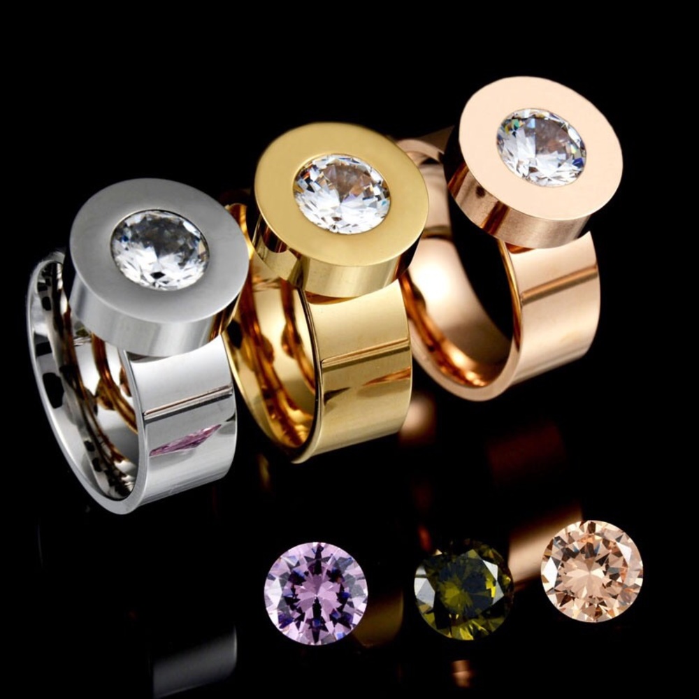 Ladies changeable Stainless Steel CZ Ring